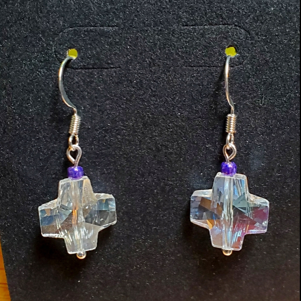 Clear cross earrings NWOT